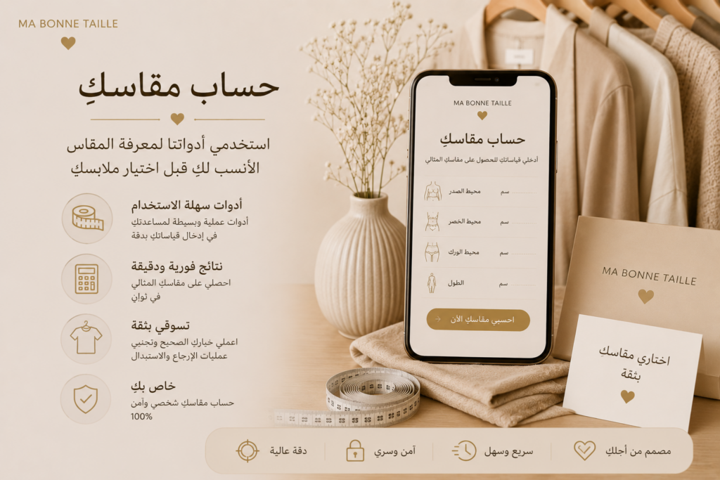 حساب مقاس الملابس المناسب باستخدام أدوات Ma Bonne Taille